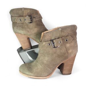 Belle by Sigerson Morrison Nubuck Shimmer Ankle Booties Women's 9B